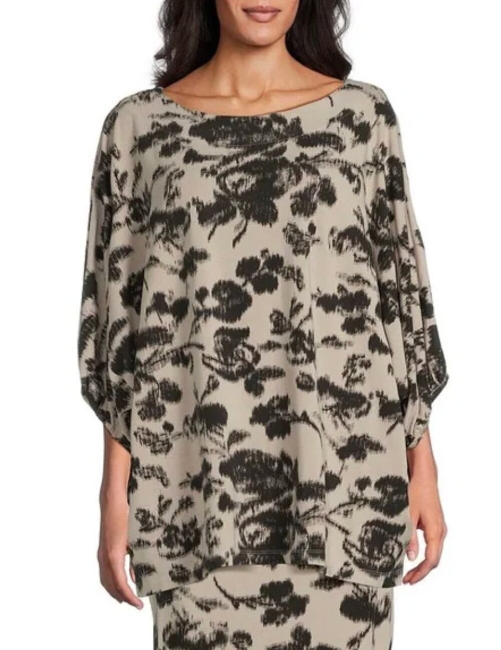 Bryn Walker Wilder Flori Viscose Jersey Elbow Dolman Tunic Oversized Small NWT